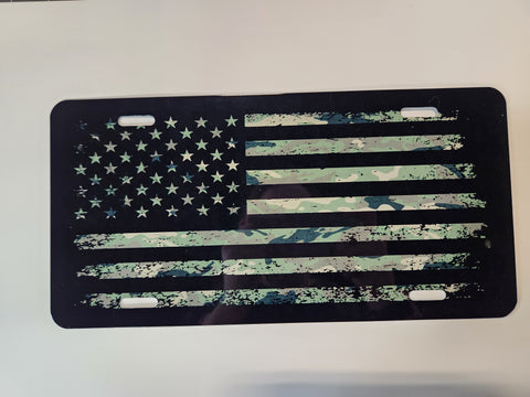 Camo Flag License Plate