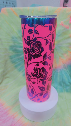 Pink 20oz Rainbow Chrome Rose Tumbler