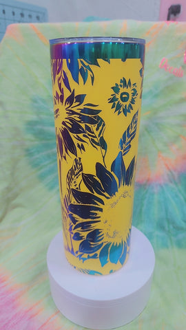 Yellow 20oz Rainbow Chrome Sunflower Tumbler