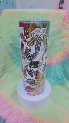 White 20oz Rainbow Chrome Daisy Tumbler