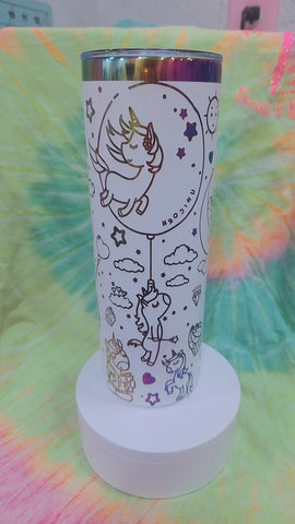 White 20oz Rainbow Chrome Unicorn Tumbler