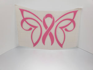 Pink Ribbon Butterfly Decal